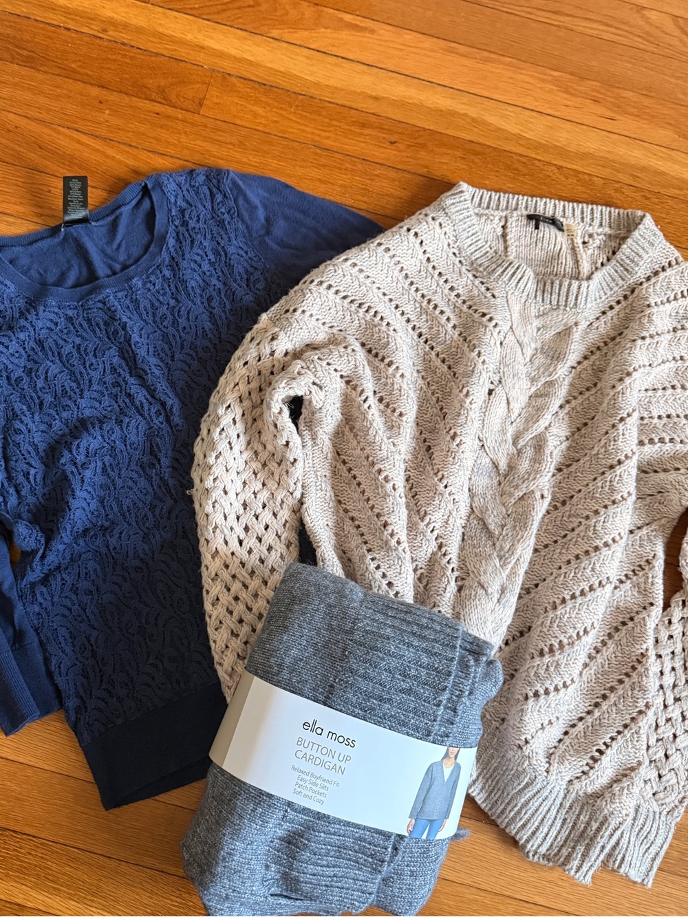 Sweater Cardigan Fall Bundle - Ella Moss cardigan, Ann Taylor Sweatshirt, knit
